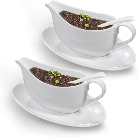 Qlans bote de salsa cerámico con plato para aderezos y salsas