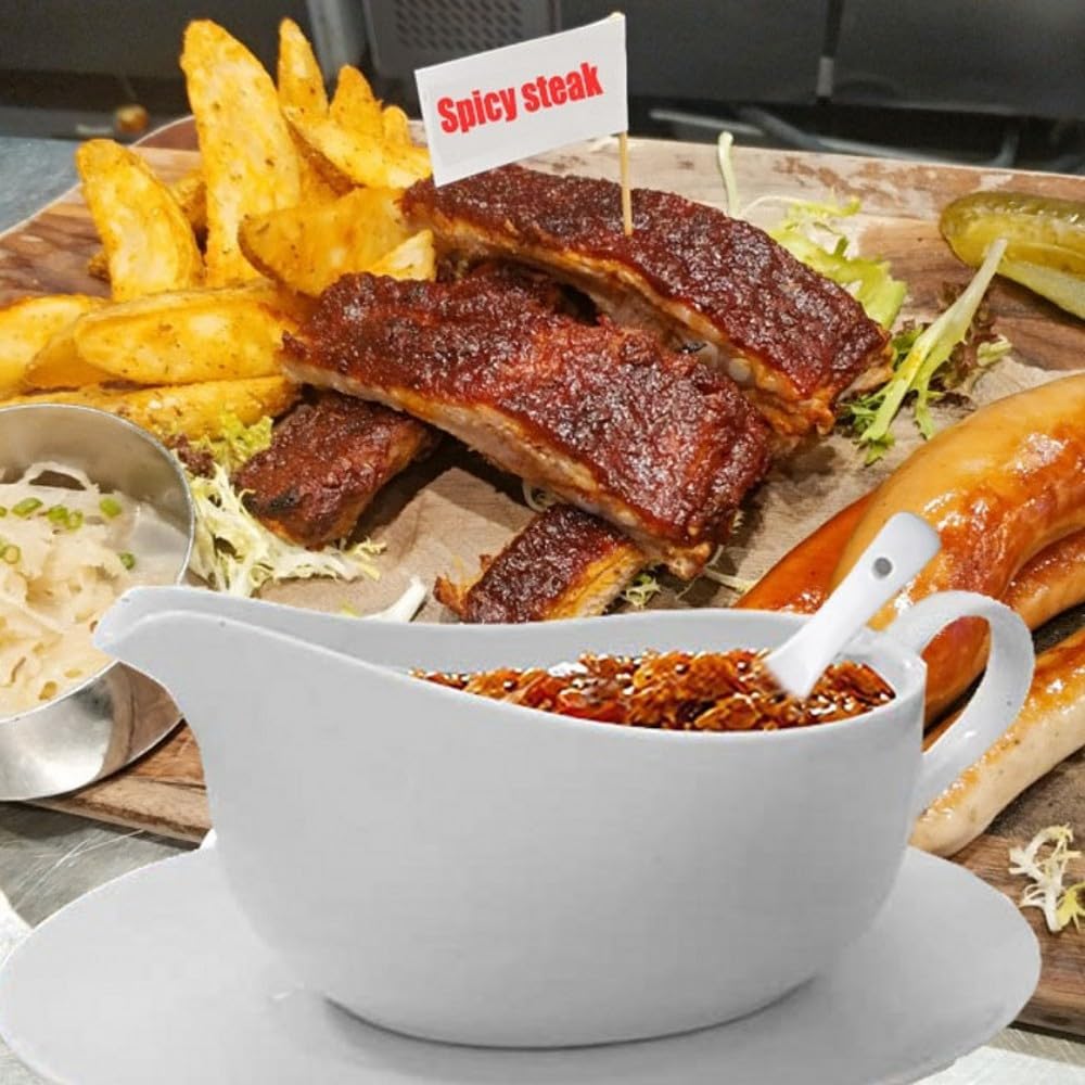 Qlans juego de salsas cerámico para calentar y mantener salsas