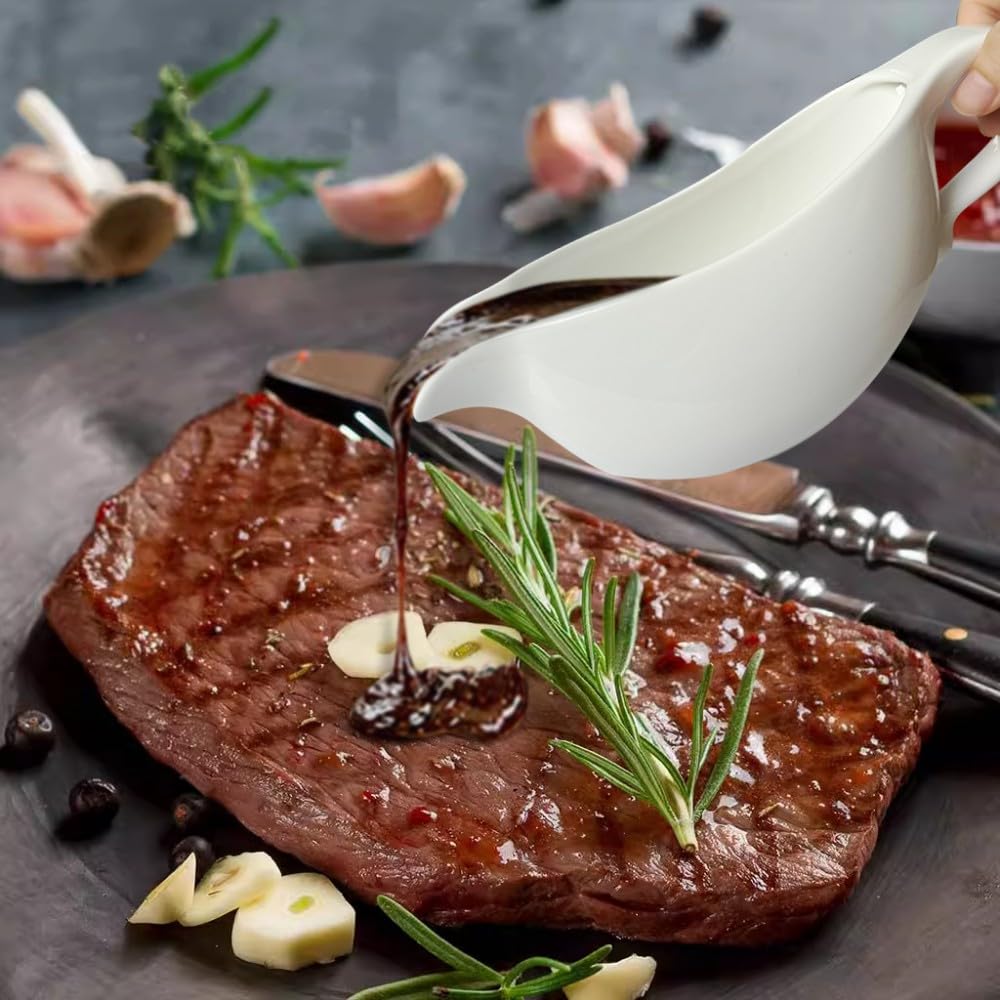 Qlans porcelana blanca para salsas, 20oz, apta para microondas.