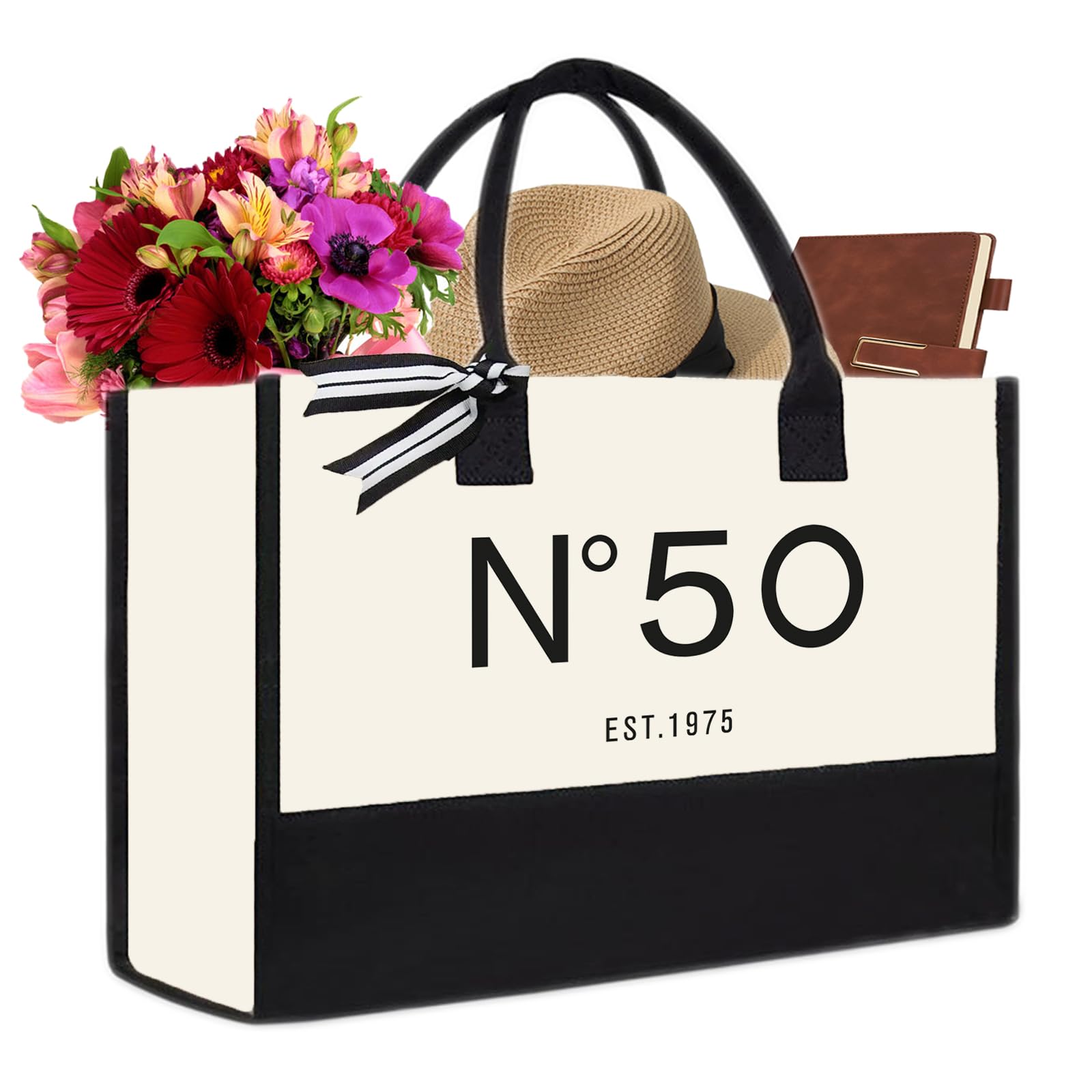 QLSKO bolso de lona con motivo de aniversario 50, regalo perfecto para ella.