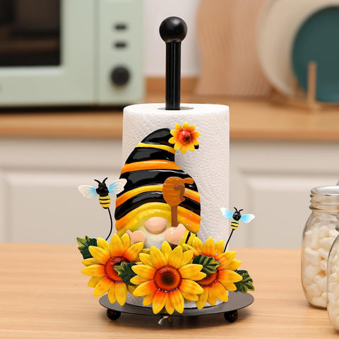 Qmetalart porta-papel gnomos girasol, diseño decorativo para cualquier espacio