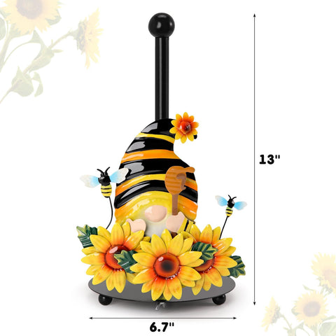 Qmetalart soporte porta-papel gnomos girasol para cocina resistente