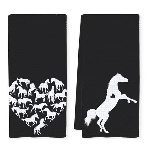 Toallas Qnhij con caballos de diseño abstracto, ideal para decorar la cocina y secar manos
