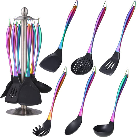 QOBIMOON espátula de silicona arcoíris para voltear con suavidad sin rayar