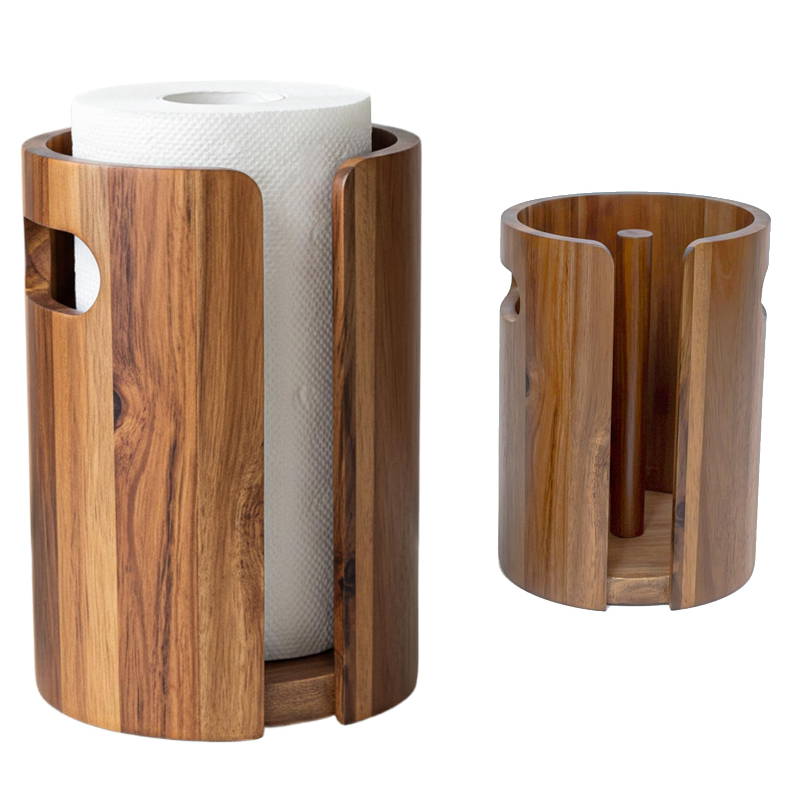 QoQoLiLi porta-papel cocina de madera acacia, base estable para uso diario.