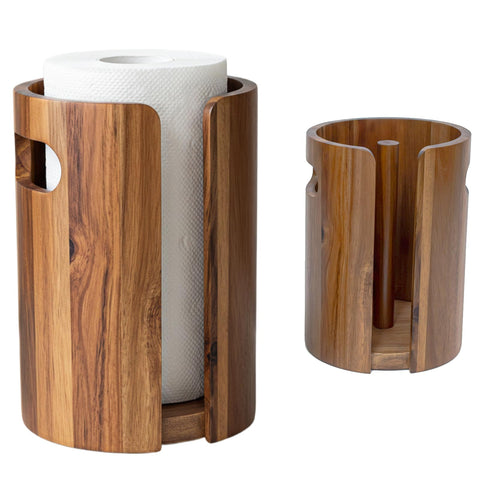 QoQoLiLi porta-papel cocina de madera acacia, base estable para uso diario.