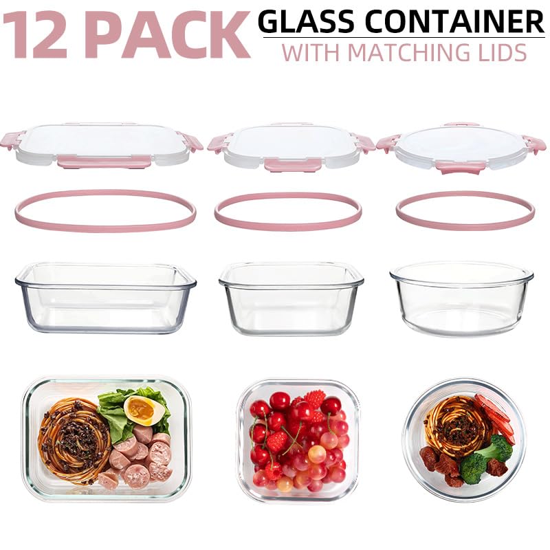 QOWOEO juego de vidrio resistente para refrigeración y recalentar sin perder frescura.