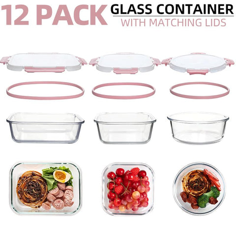 QOWOEO juego de vidrio resistente para refrigeración y recalentar sin perder frescura.