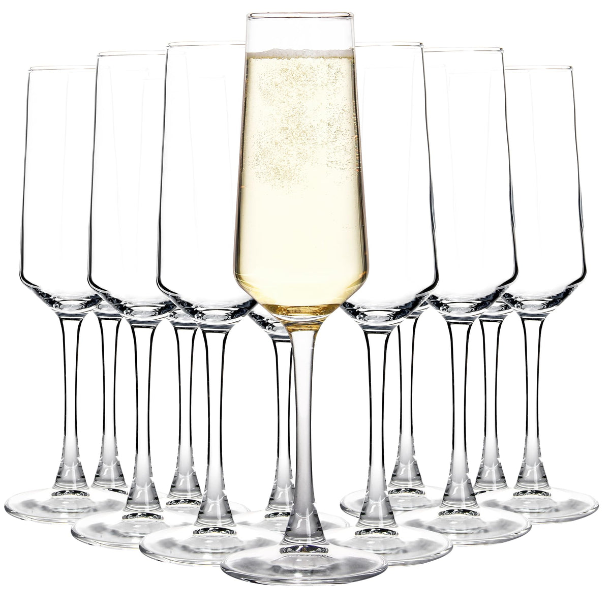 QOWOEO copas de champagne 12 piezas, burbujas brillantes en cristal claro.