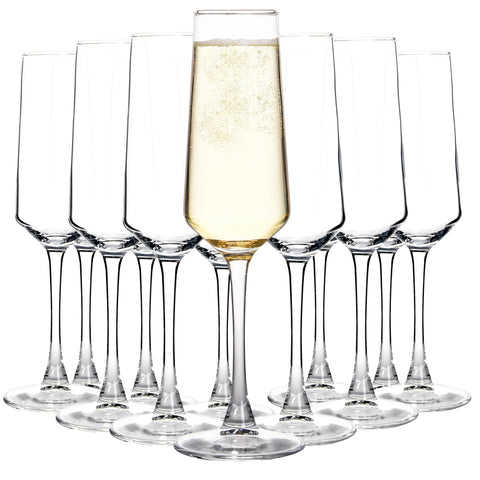 QOWOEO copas de champagne 12 piezas, burbujas brillantes en cristal claro.