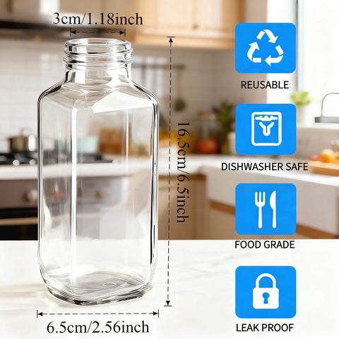 Botellas de vidrio QPCMV 16 oz con tapas herméticas para conservar bebidas.