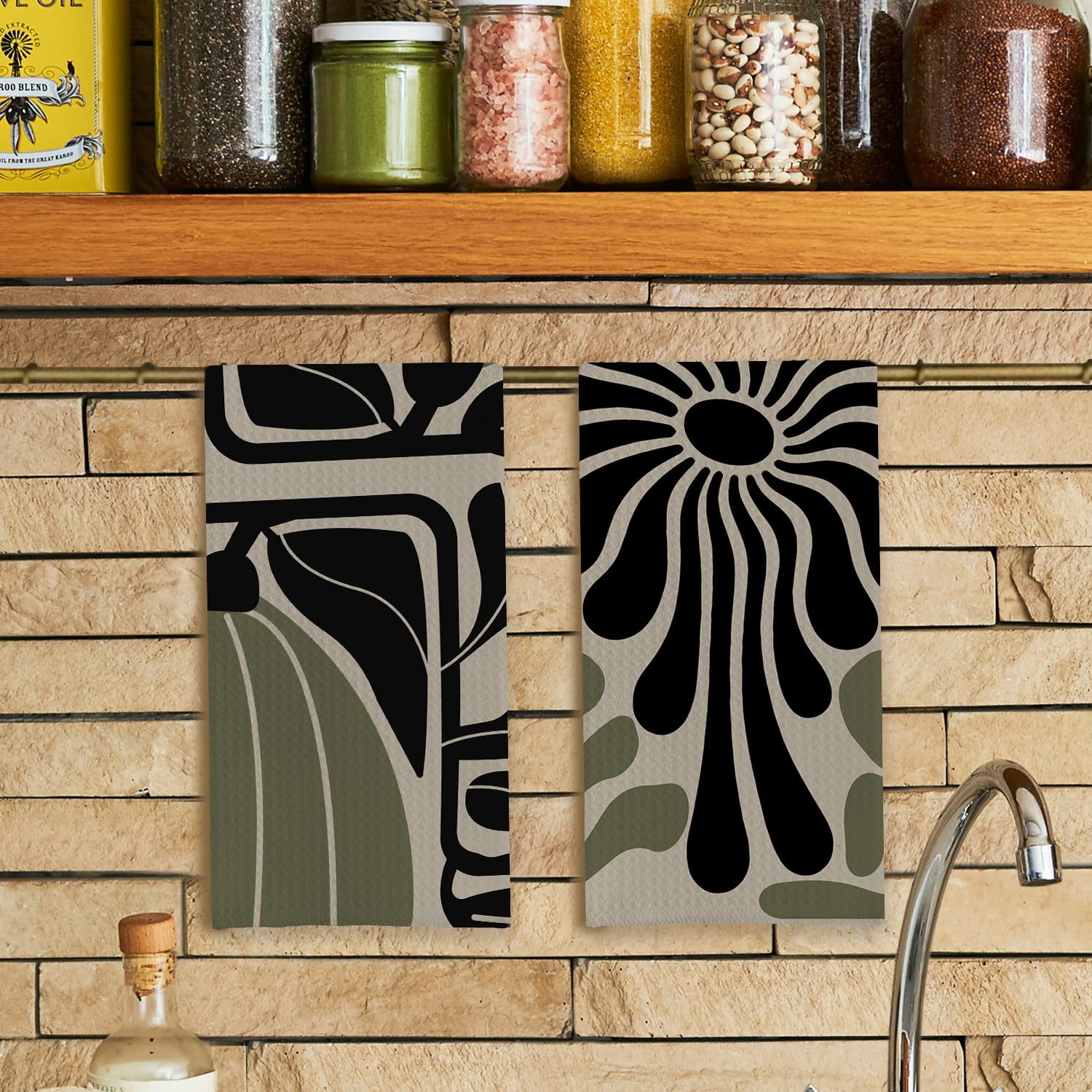Qpenm Boho Floral: toallas-cocina-boho-floral-24x16, secado rápido para utensilios delicados.