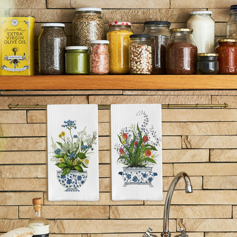 Toallas de cocina Qpenm Chinoiserie Floral, perfectas para secar utensilios.