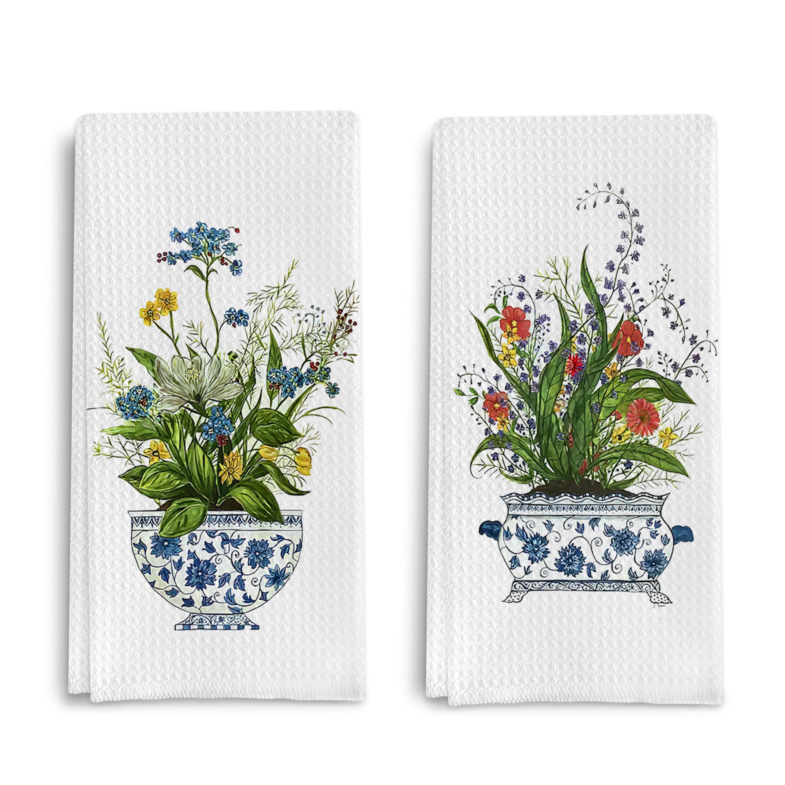 Toallas de cocina Qpenm Chinoiserie Floral, juego de 2, secado rápido de vajilla.