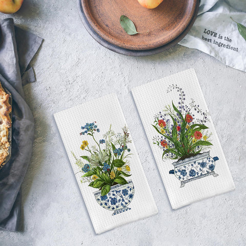 Toallas Qpenm Chinoiserie Floral, decorativas y absorbentes para vajilla.
