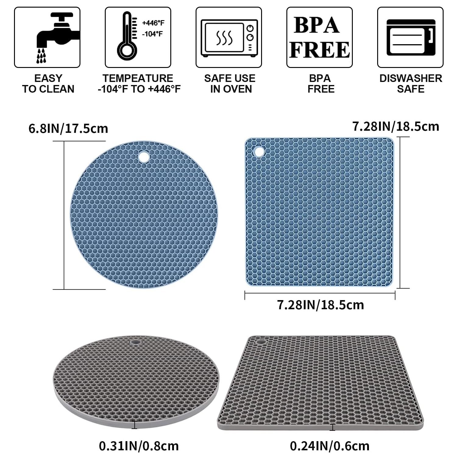 QPIX DIGITAL alfombrilla con orificio para colgar, almacenamiento práctico en la cocina.