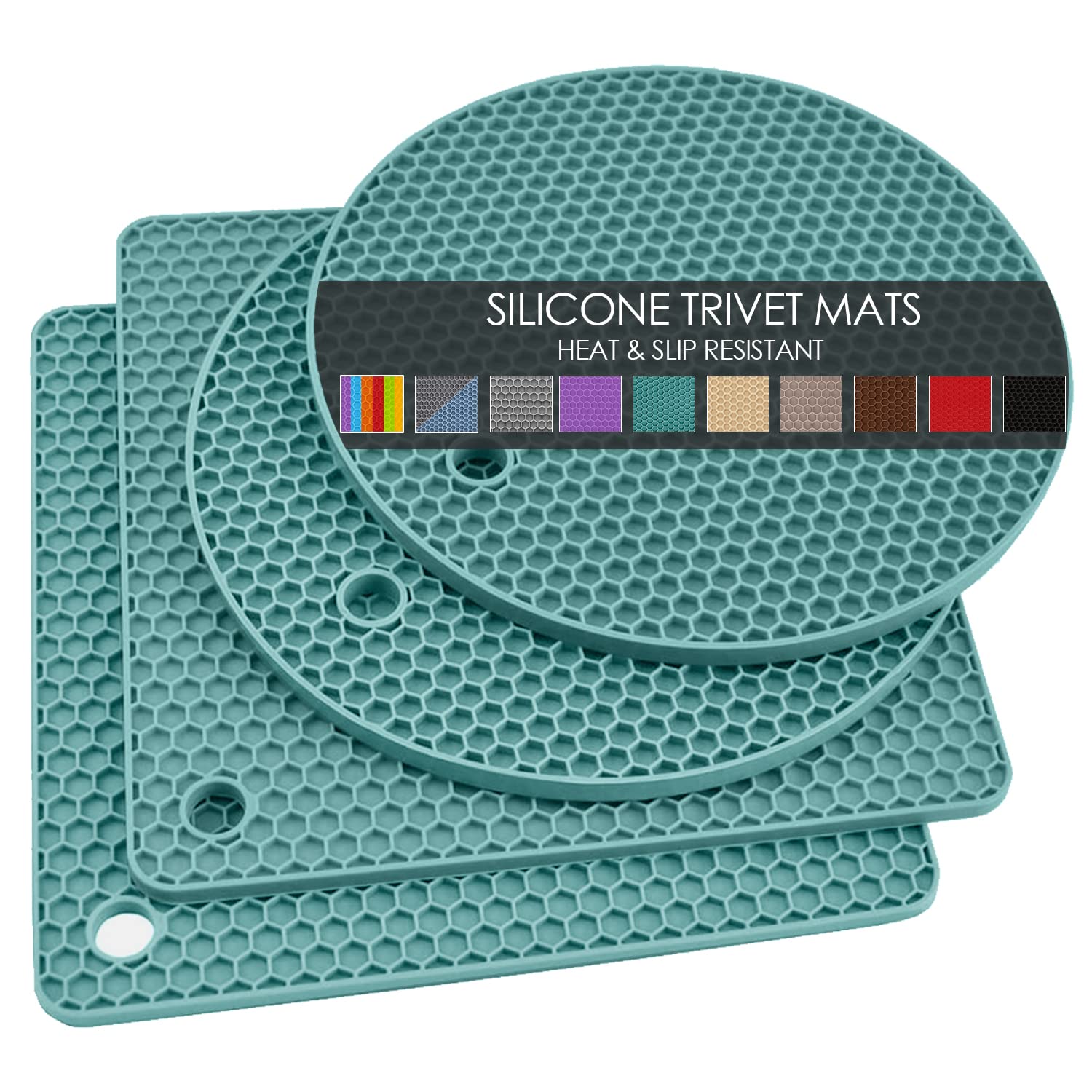 QPIX DIGITAL apoyo-ollas silicona verde oscuro, protege encimeras del calor.