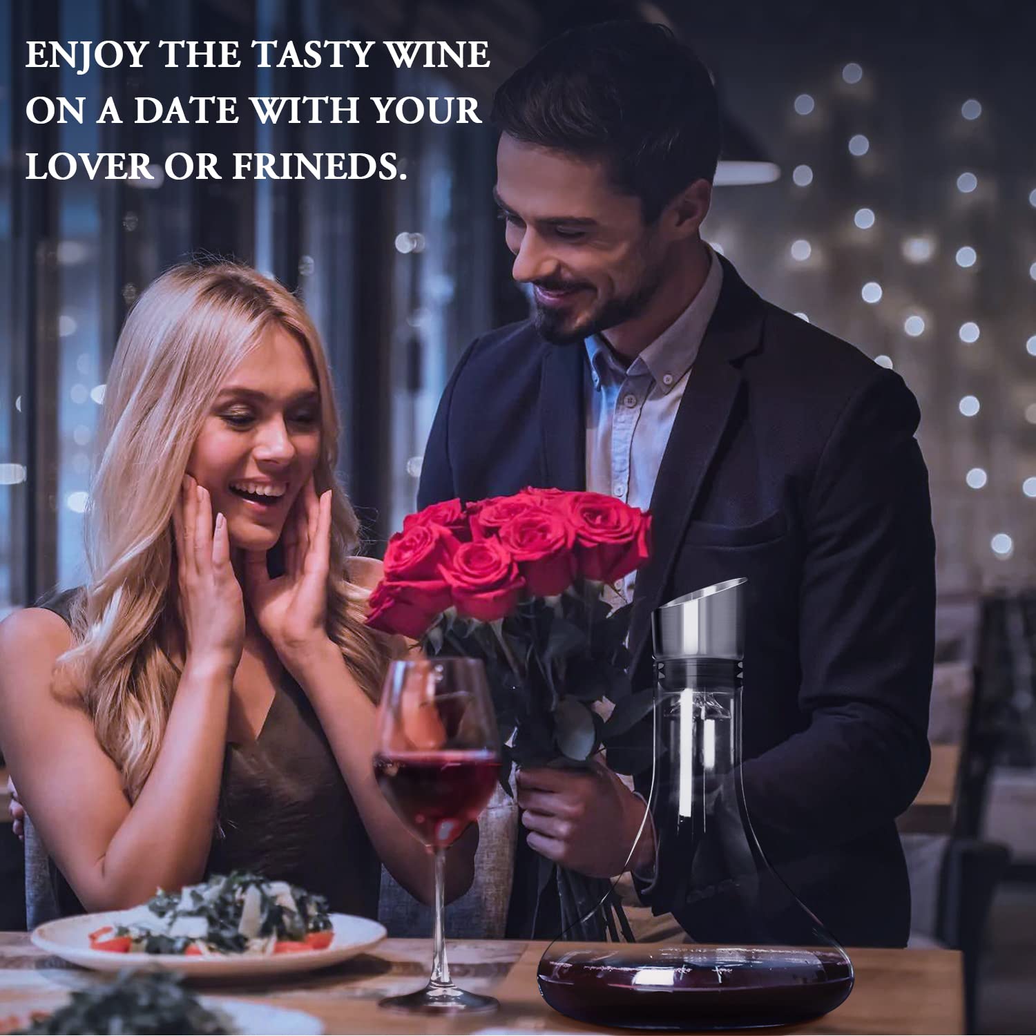 QPIX DIGITAL jarra de vino con aerador integrado para decantar rápido