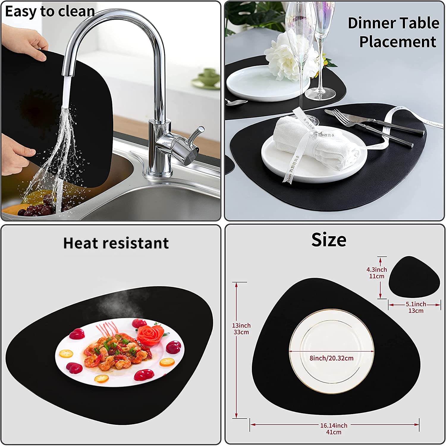 Manteles negros resistentes al calor para comidas sin preocupaciones