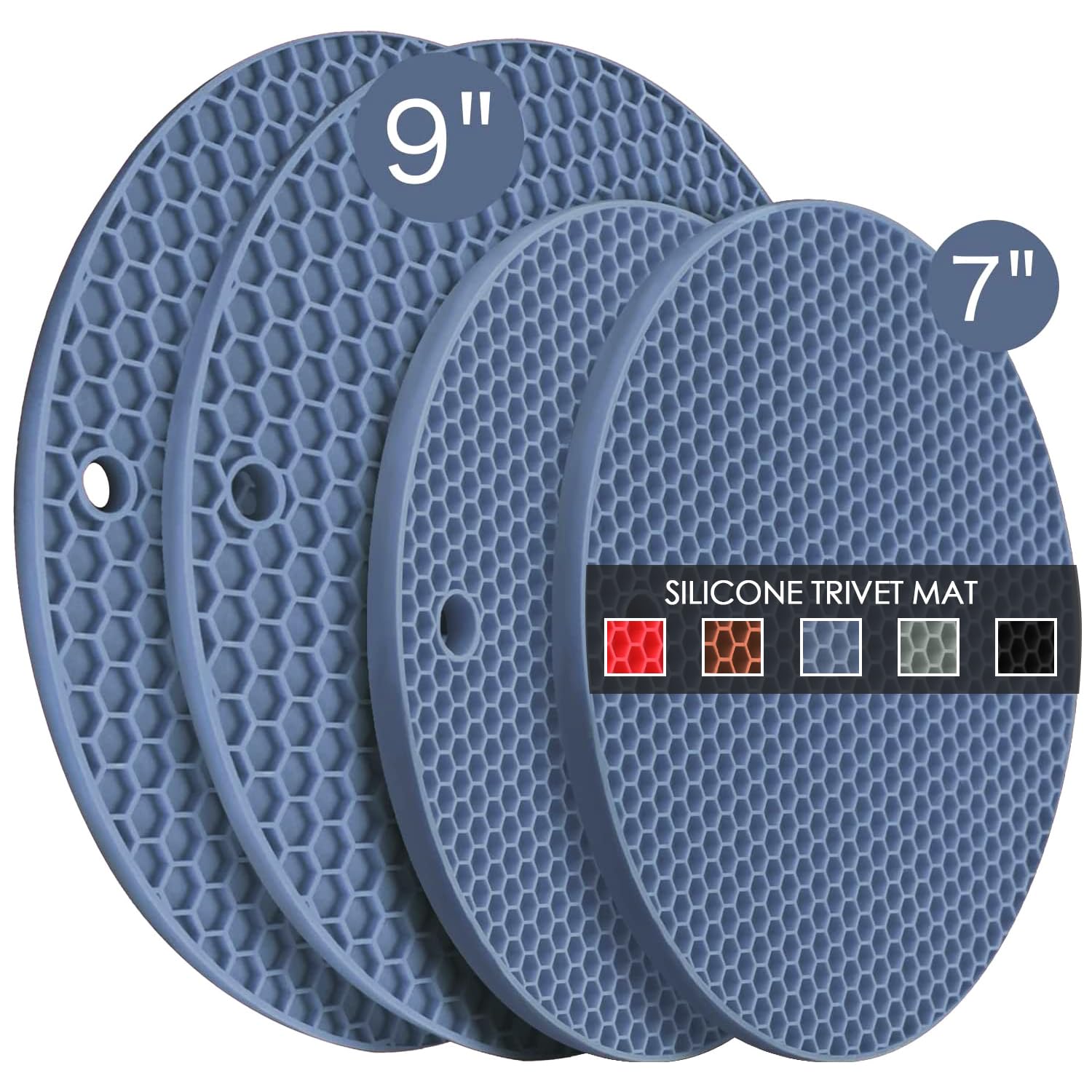 QPIX DIGITAL posaplatos silicona azul 7 pulgadas, mejora agarre al manipular platos calientes