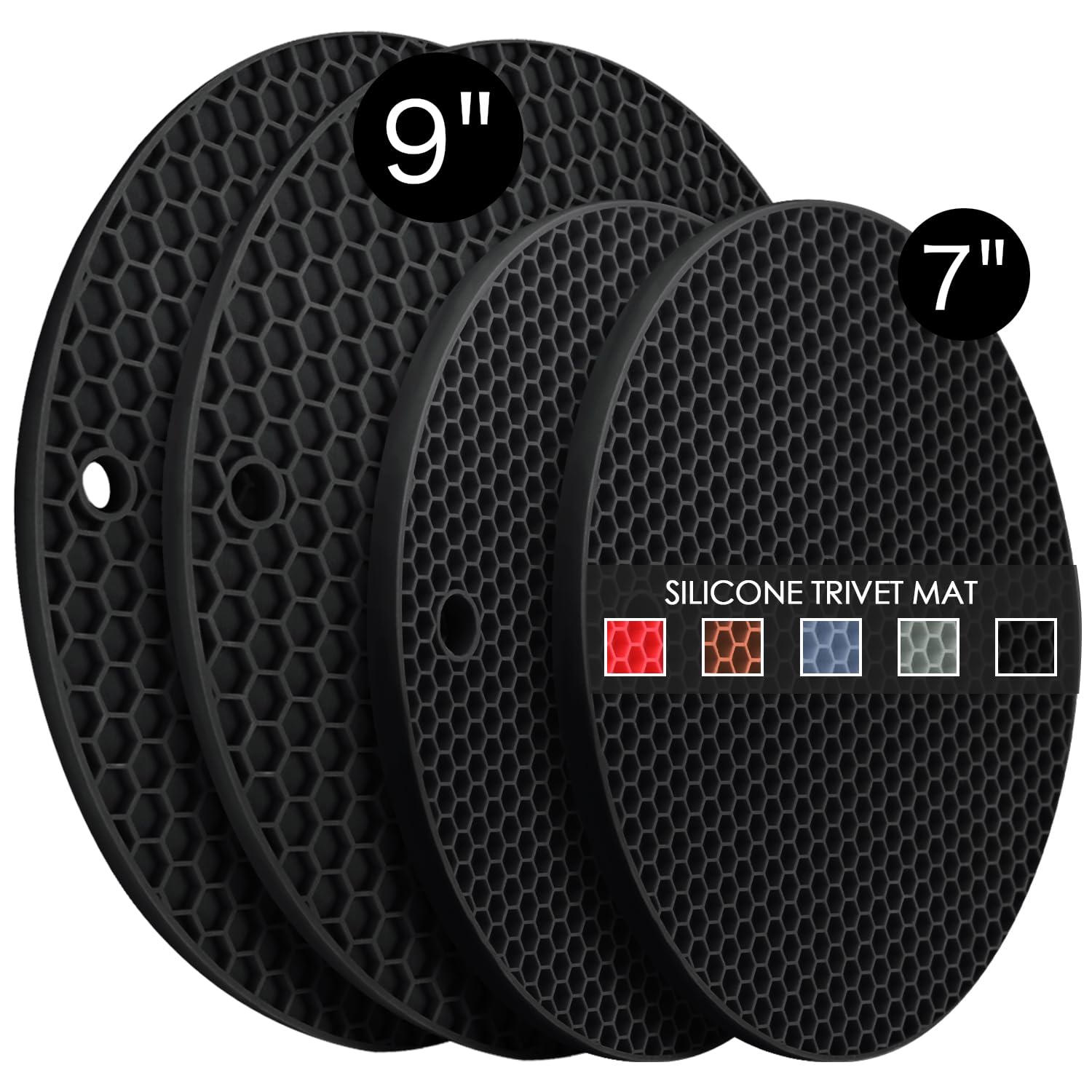 QPIX DIGITAL posavasos silicona 7-9 pulgadas protege superficies al colocar platos calientes.