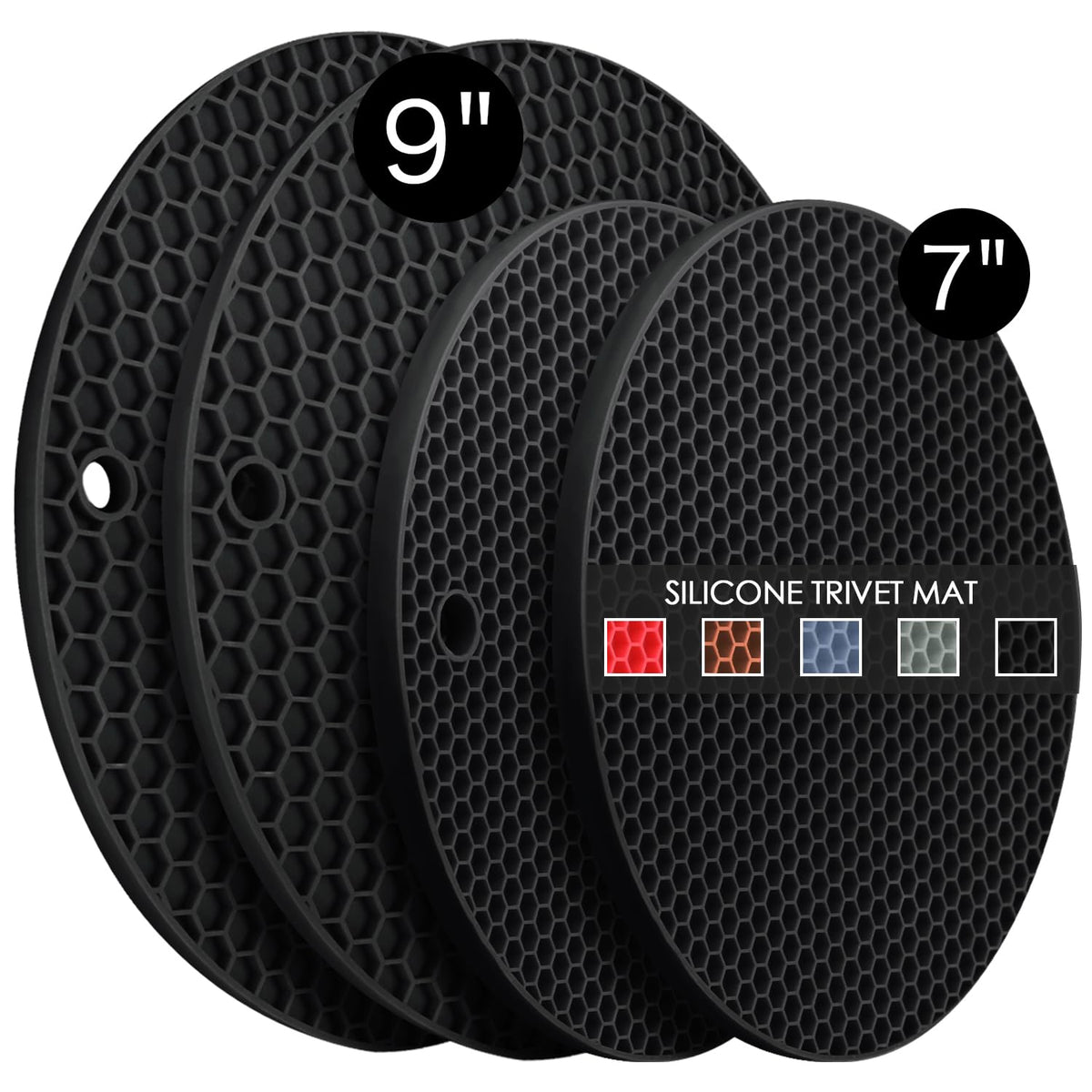 QPIX DIGITAL posavasos silicona 7-9 pulgadas protege superficies al colocar platos calientes.