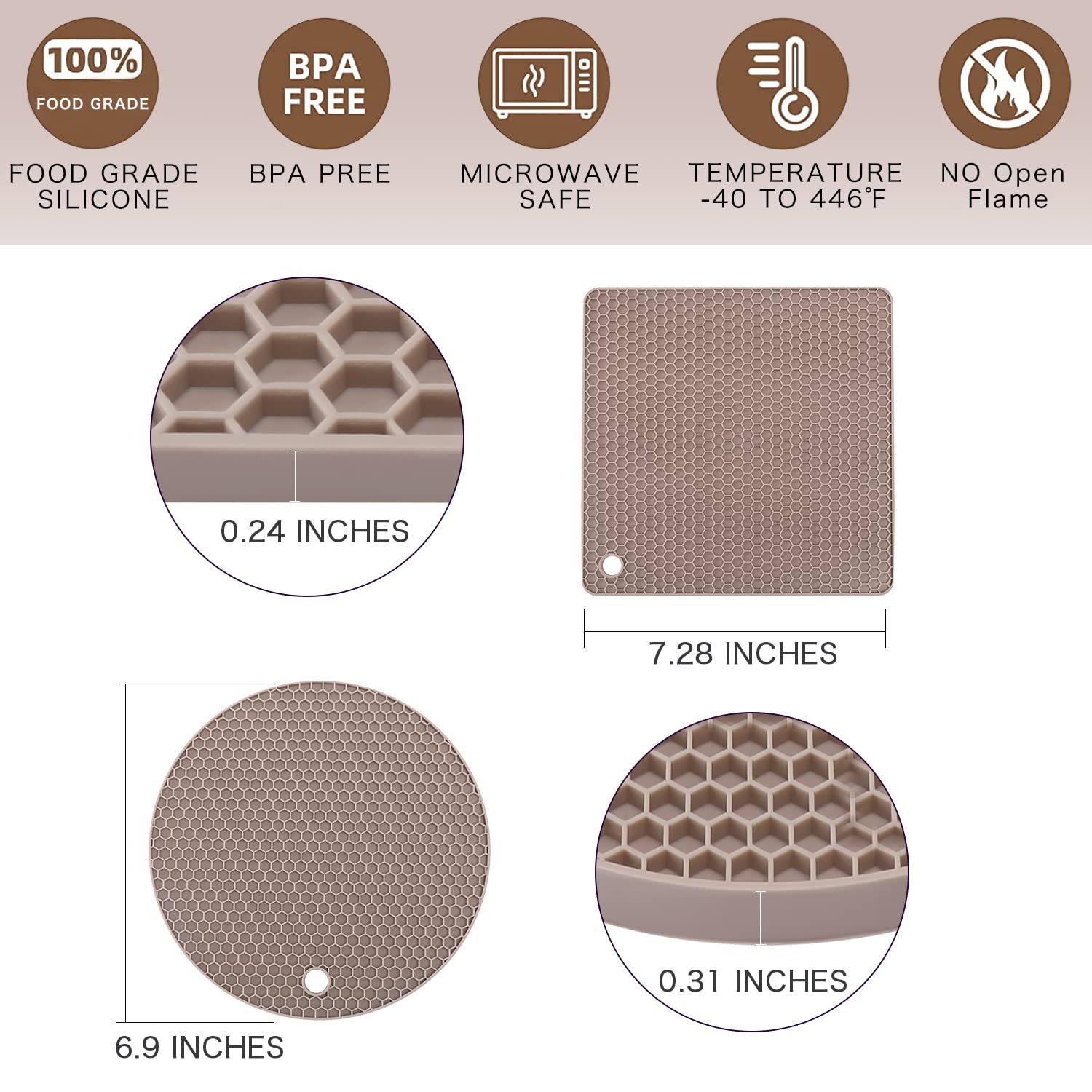 QPIX DIGITAL posavasos silicona almendra ideal para mesas y bebidas