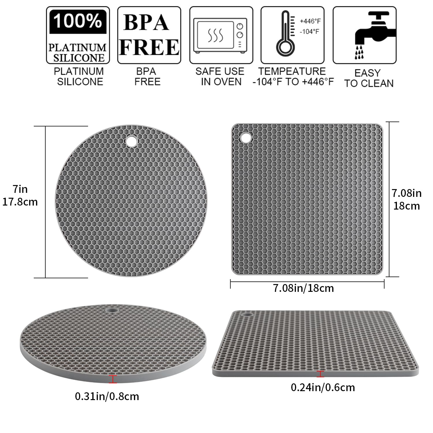 QPIX DIGITAL protector de encimera de silicona gris, base versátil para utensilios.
