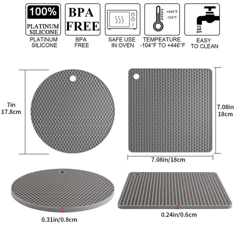 QPIX DIGITAL protector de encimera de silicona gris, base versátil para utensilios.