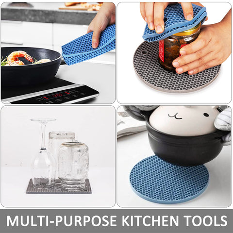 QPIX DIGITAL tapete de silicona con diseño panal aporta protección y secado rápido en la cocina.
