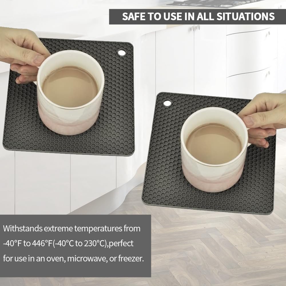 QPIX DIGITAL Trivet silicona apilable facilita almacenamiento y secado rápido.