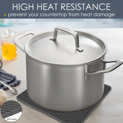 QPIX DIGITAL Trivet silicona con diseño panal distribuye el calor de forma uniforme.
