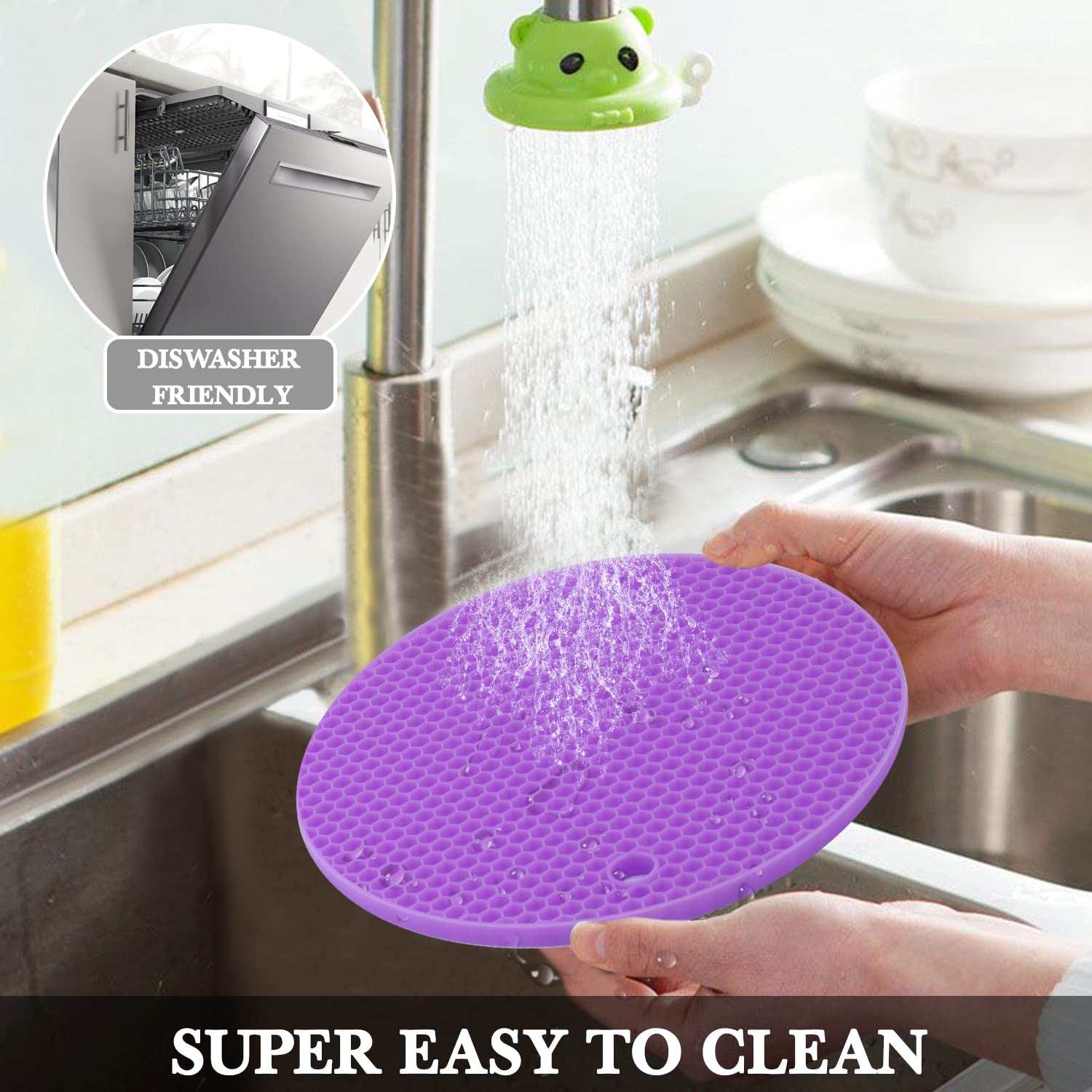 QPIX DIGITAL posaplatos de silicona morada, uso multipropósito para secar y descansar utensilios.