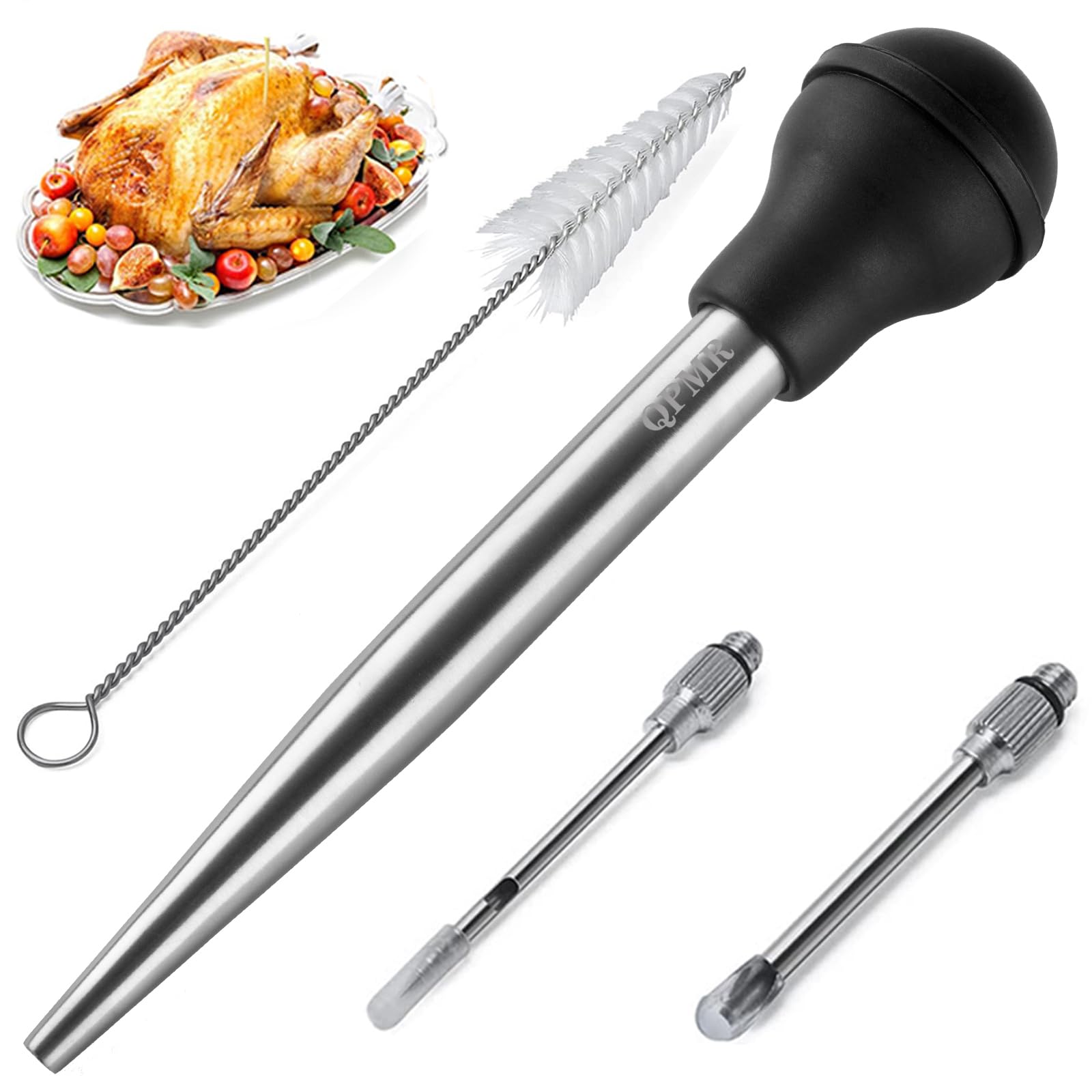 QPMR inyector para pavo en acero inoxidable listo para retener jugos durante la cocción