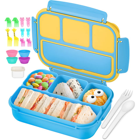 QQKO Bento para niños en azul, cómodo y portátil para la escuela