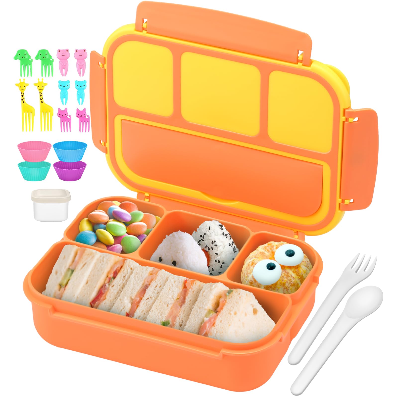 QQKO lonchera bento de 1200 ml para niños, comida organizada para la escuela.