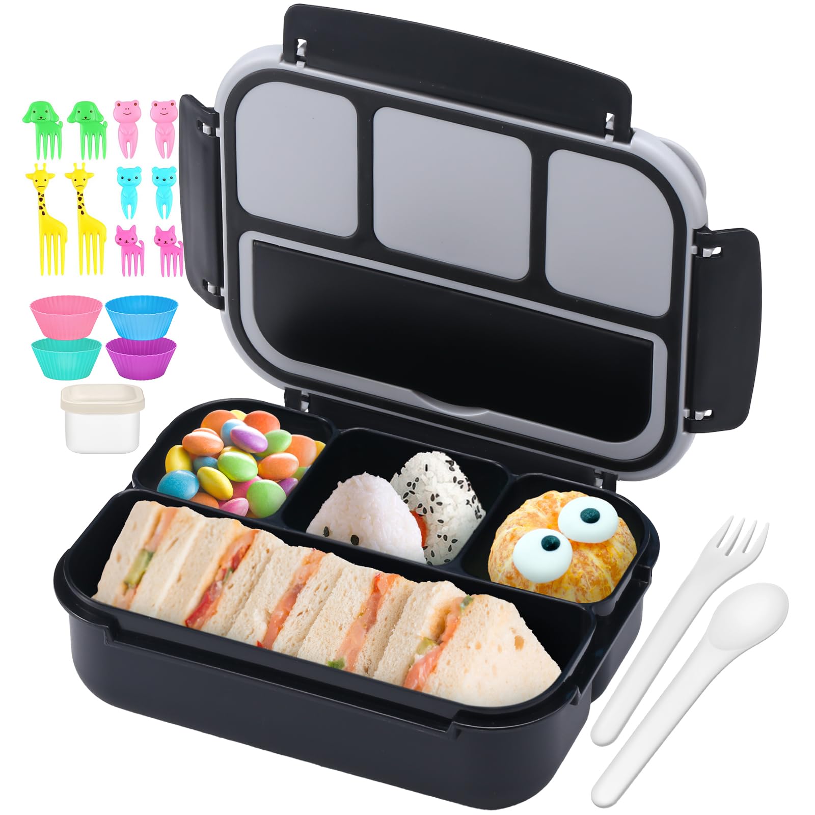 QQKO Bento Box con 4 compartimentos para organizar comidas diarias