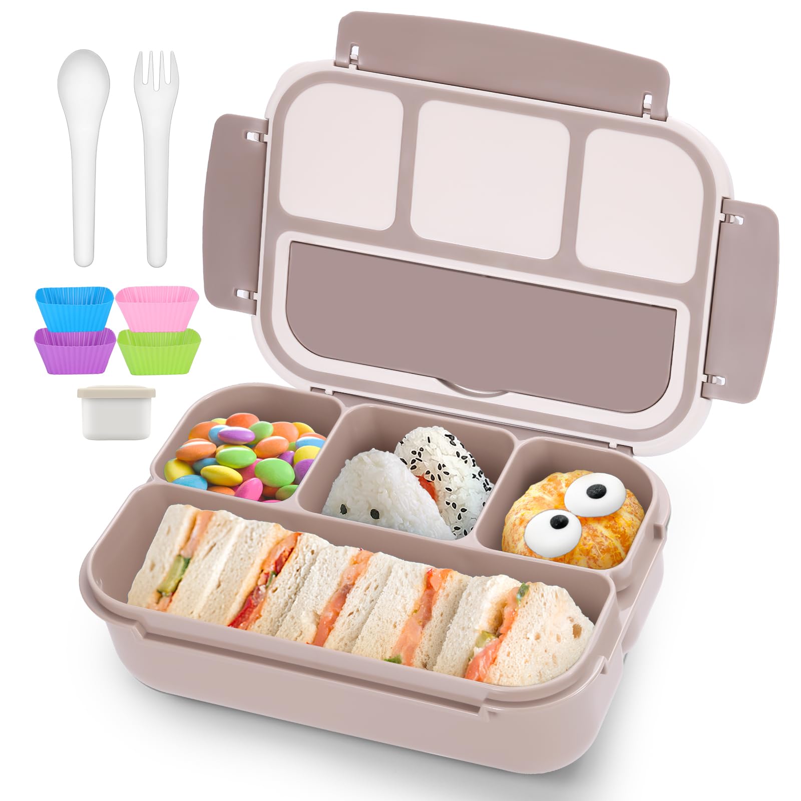 QQKO bento box para adultos con 4 compartimentos para organizar el almuerzo