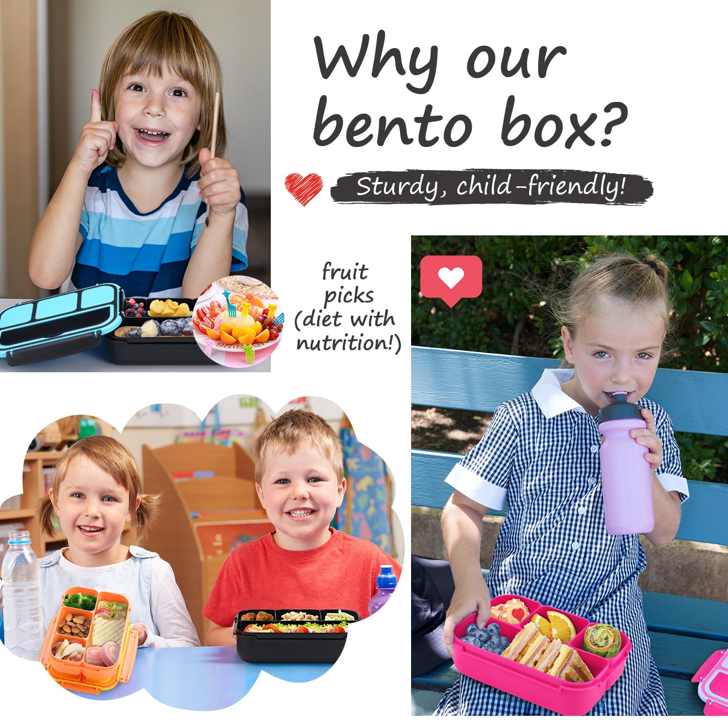 QQKO Bento Box apta para microondas en la base y lavavajillas