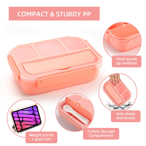 QQKO Bento Box tapas con sello de silicona evitan filtraciones entre secciones.