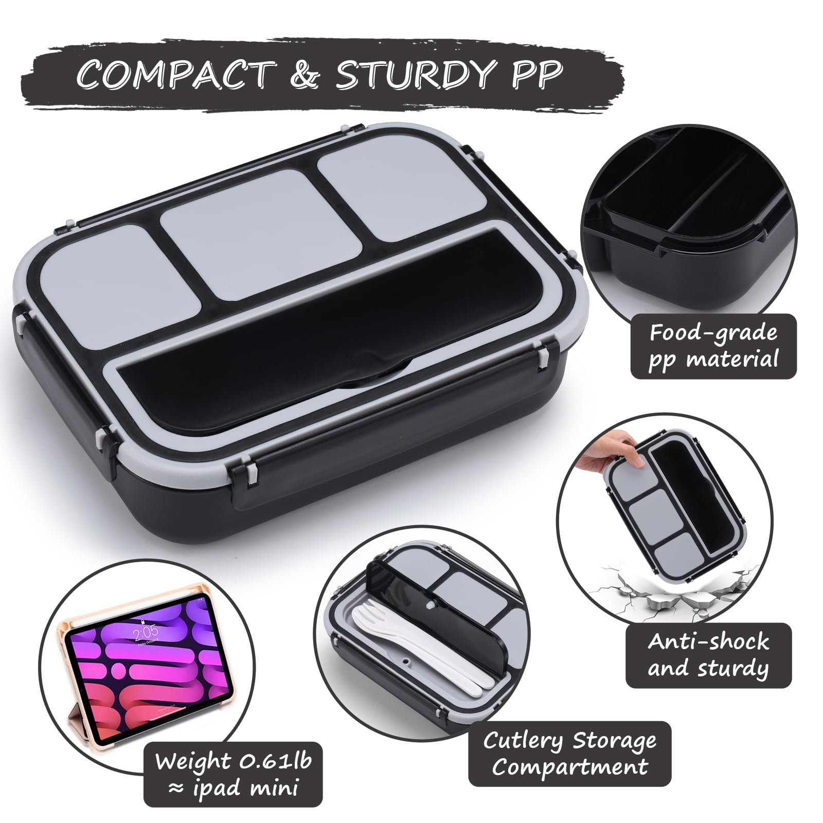 QQKO Bento Box utensilios incluidos para comer fácilmente