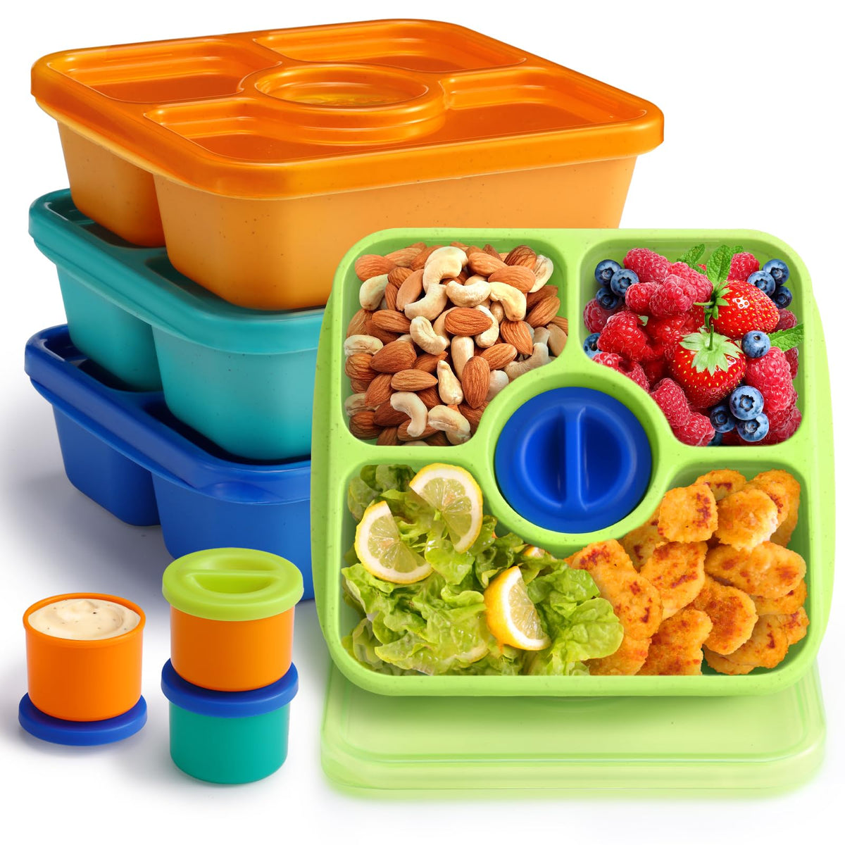 QQKO Bento caja-almuerzo 750ml 4-pack, ideal para llevar comidas al trabajo