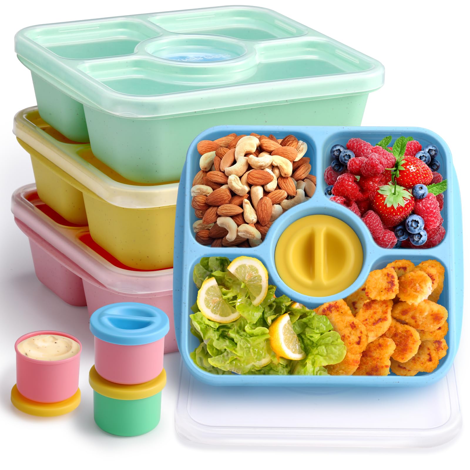 QQKO Bento caja snack pastel ideal para meriendas y almuerzos organizados
