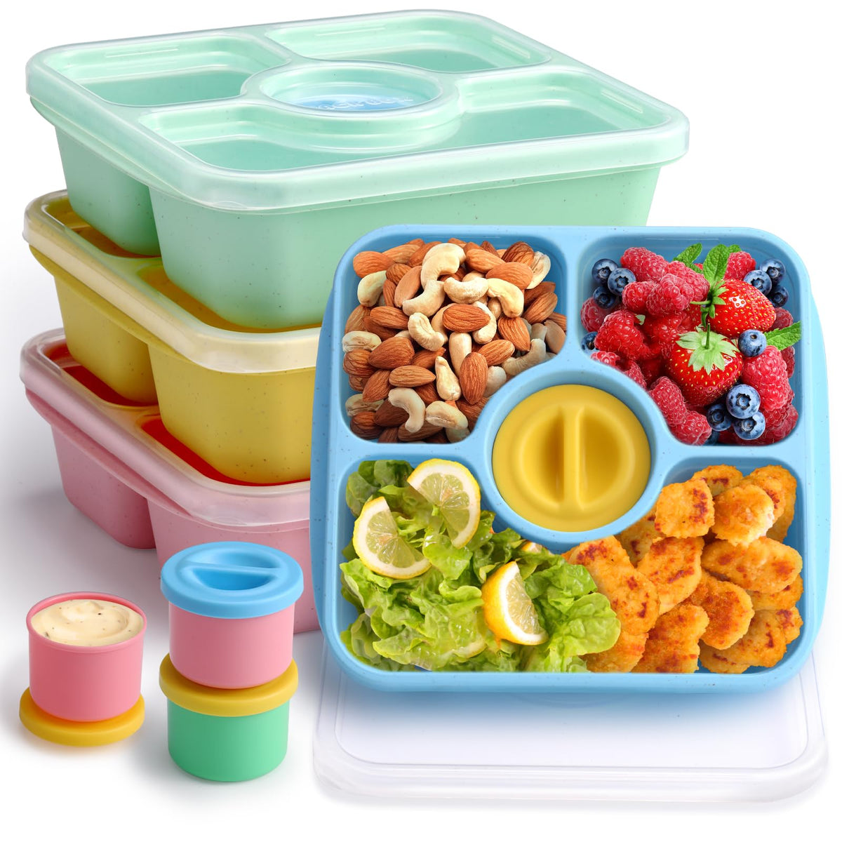 QQKO Bento caja snack pastel ideal para meriendas y almuerzos organizados