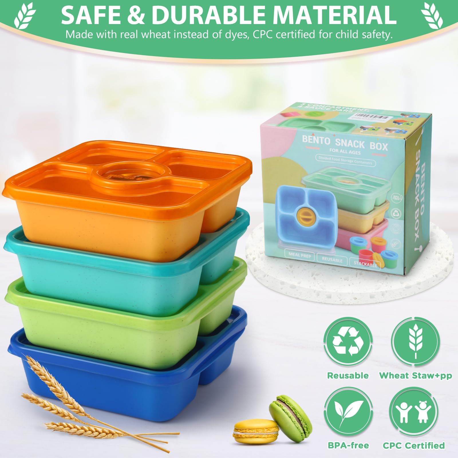 QQKO Bento vasitos para salsas, práctico para dips y aderezos