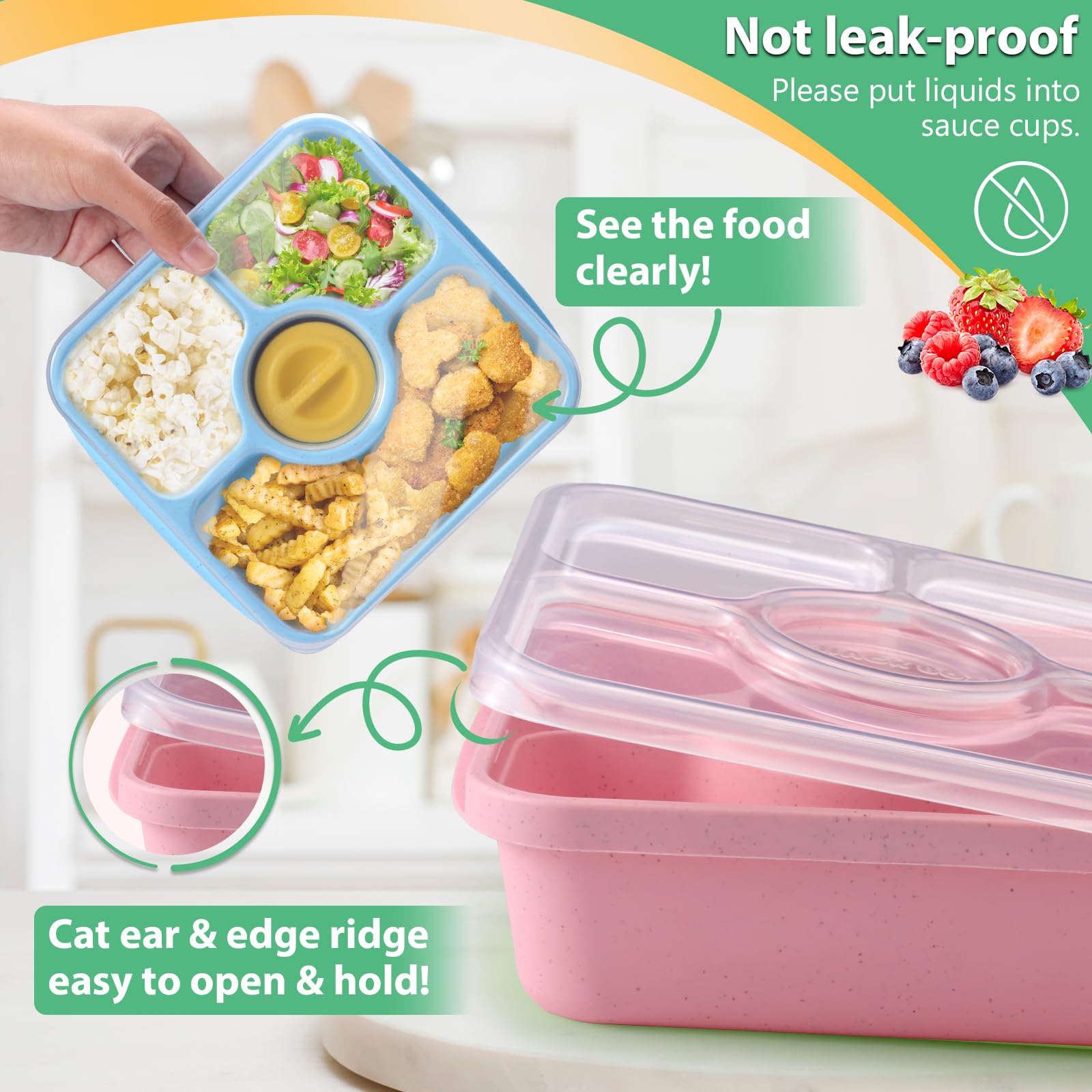 QQKO Bento apto para microondas, congelador y lavavajillas para mayor comodidad