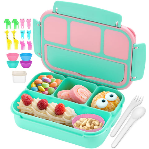 QQKO Caja Bento con 4 compartimentos para ordenar comidas al cole.