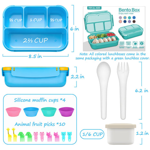 QQKO contenedor con 4 compartimentos, evita mezclar sabores