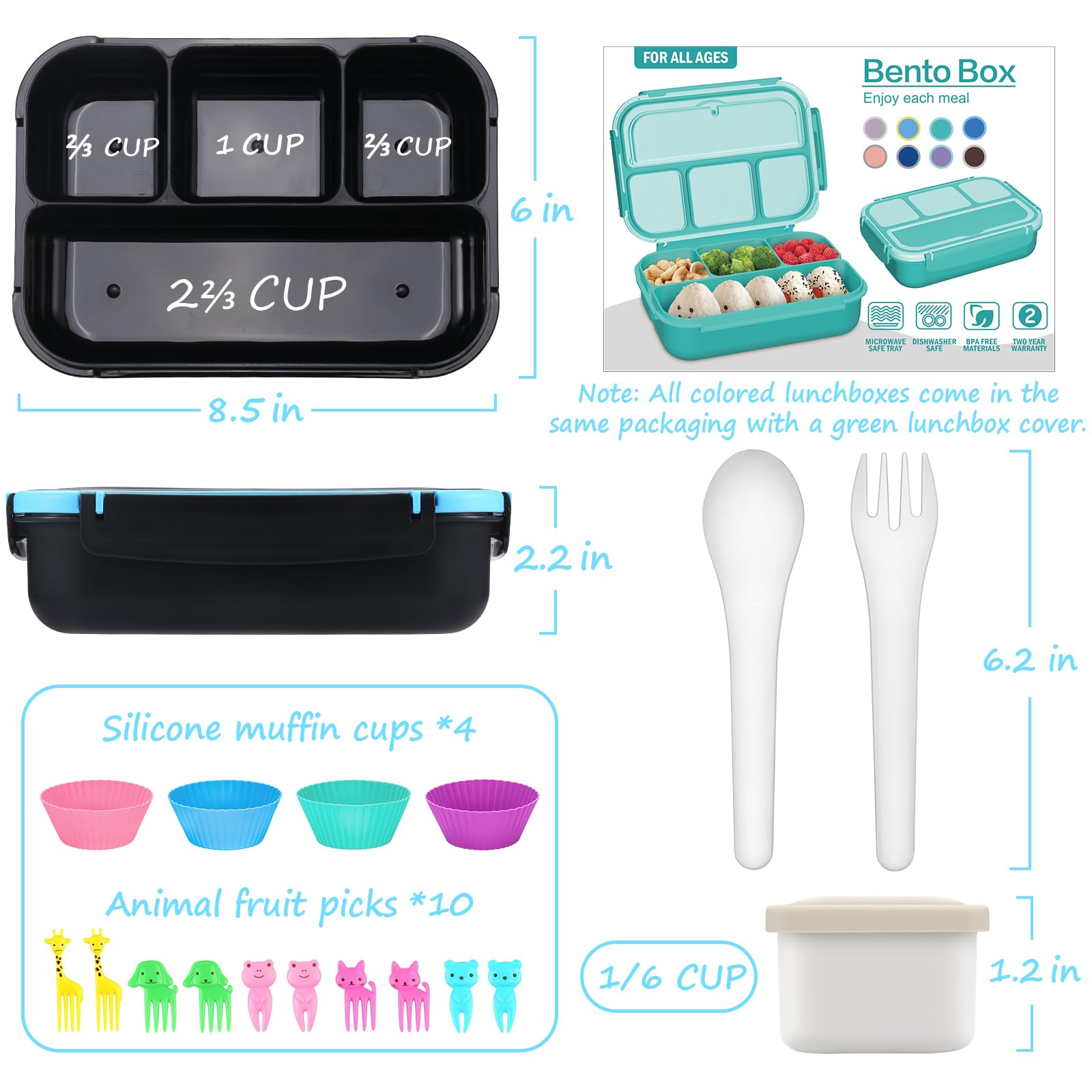 Accesorios QQKO Bento: frasco de salsa y cubiertos que aumentan la versatilidad