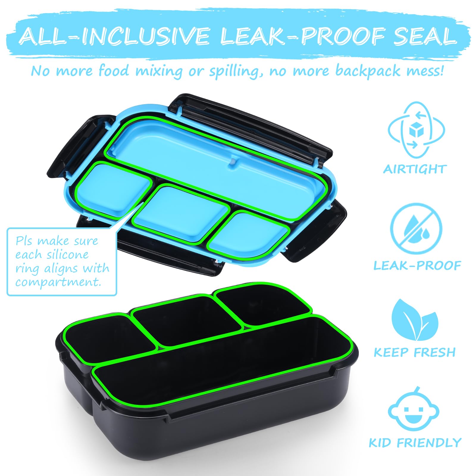 QQKO Bento: compatible con microondas y lavavajillas, facilita la limpieza diaria